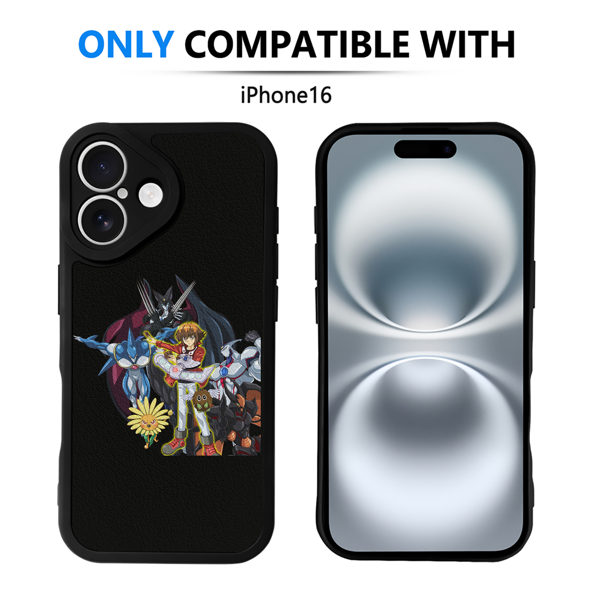 （画像用） 遊☆戯☆王 Yu-Gi-Oh! 【iPhone 16シリーズ対応】シリコンスマホケース（レザー調） 材質：シリコン